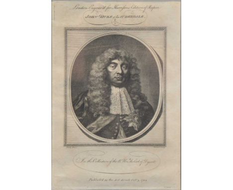 Six 18th century portrait engravings, including John, Duke of Lauderdale, Sir William Temple and others.Qty: 6
