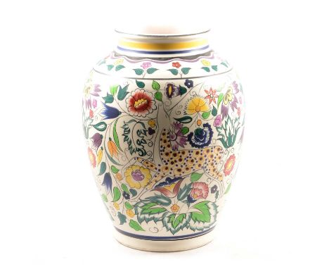 Poole Pottery, a large 'Persian Deer' design vase, 33cm.Condition report:No chips, hairlines or restoration. There are a few 