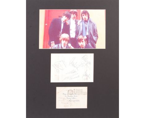 The Rolling Stones - a rare mid 1960's signed / autographed piece of paper (being the back of a Fan Club leaflet) by the orig