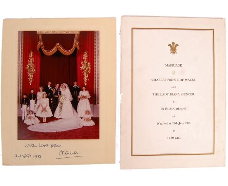 Lady Diana Spencer - Princess of Wales - (1961-1997) - rare autographed official Wedding portrait photograph from the wedding