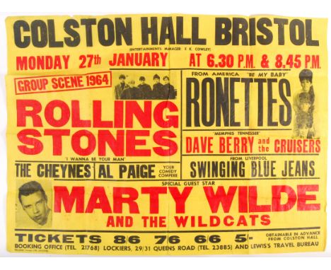 An incredibly rare original vintage 1960's Rock & Roll music concert poster from the Bristol Colston Hall. The show featuring