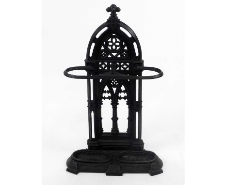 A Gothic revival stick stand, possibly Coalbrookdale, 90cm high