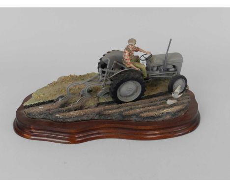Border Fine Arts 'The Fergie' (Tractor Ploughing), model No. JH64 by Ray Ayres, limited edition 135/1250, on wood base, with 