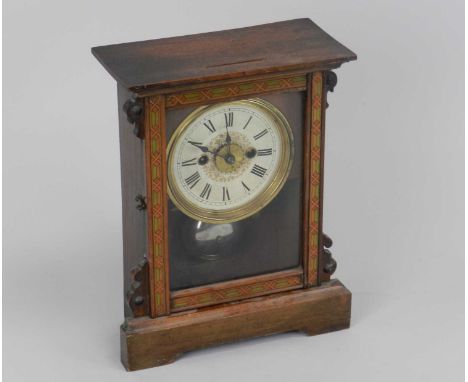 An early 20th century alarm shelf clock, 29cm high.