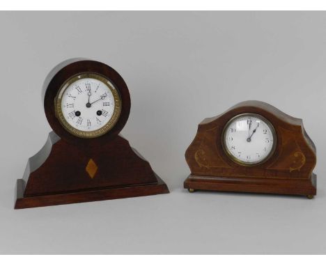 An Edwardian mahogany mantel clock and another smaller (2)