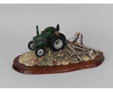 Border Fine Arts 'Hauling Out' (Field Marshall Tractor), model No. JH98 by Ray Ayres, limited edition 50/1500, on a wooden ba