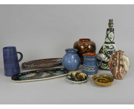 A mixed collection of Cornish art pottery, including examples by Celtic Pottery, Newyln and Cinque Ports Pottery, including t