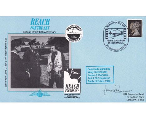 50th Anniv Battle of Britain Signed by J A Thomson Battle of Britain Pilot. 29 5 90 London Reach For the Sky Royal Gala Film 