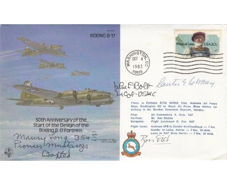 B32c 50th Anniversary B 17 Signed 3 USA Pilots Le May, J Bolt M Long. 4 Oct 83 Washington DC Boeing B17 50th Anniversary. Flo