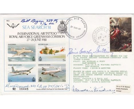Rare C88c International Air Tattoo RAF Greenham Common Signed 4. 27 Ju 81 Jersey Postmark Sea Seach 81 International Air Tatt