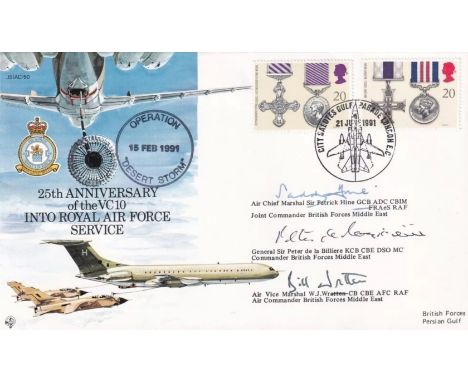 AC60 Queen takes Salute Gulf Parade Signed 3 Senior British Officers in Gulf War. 21 June 1991 City Salutes Gulf Parade Londo