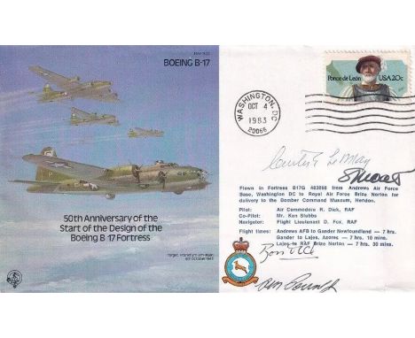 B32c 50th Anniversary B 17 Signed 3 USA Pilots Le May, P Murphy, R Lee. 4 Oct 83 Washington DC Boeing B17 50th Anniversary. F