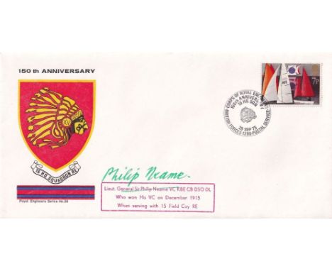 Lieut General Sir Philip Neame VC signed RE28c 150 Anniv 15 HQ Sqn RE. 26 Sep 75 BFPS 1398 150 Anniversary 15 HQ Squadron RE,