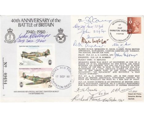 40th Anniv Battle of Britain Signed 11 Battle of Britain Pilots Crew. 17 Sep 80 BFPS 1717 40th Anniv of RAF Swanton Morley. 4