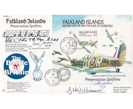 Rare Battle of Britain Paul Brooks Pitcher 1 sqn signed WW2 RAF Spitfire cover. RAFAM Falkland Islands Pilot Signed 3 Battle 