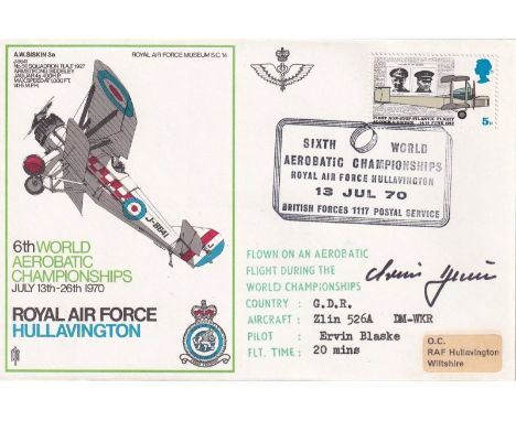Rare Aerobatic Championships cover Signed G. D. R. Pilot Ervin Blaske took part. 13 Jul 70 BFPS 1117 RAF Hullavington 6th Wor