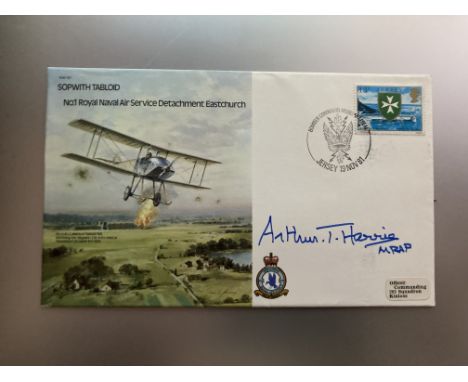 MRAF Arthur Bomber Harris signed Sopwith Tabloid flown RAF bomber cover. WW1 Pilot. Harris led RAF Bomber Command in World Wa