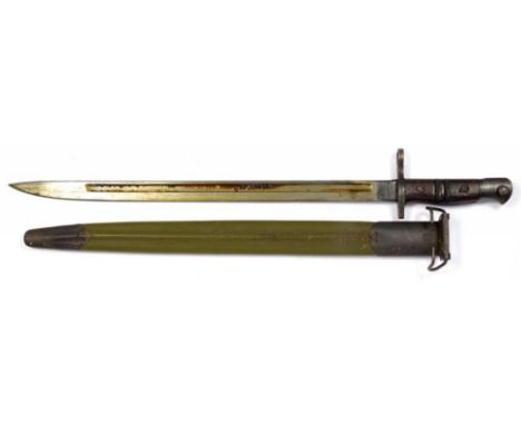 A REMINGTON BAYONET AND SCABBARD, DATED 1913, 58CM OVERALL