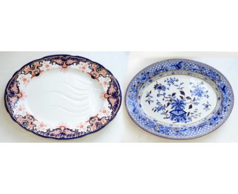 BOOTH'S ROYAL SEMI PORCELAIN LUCANIA PATTERN MEAT DISH AND ANOTHER, WORCESTER