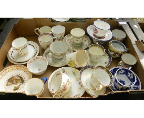 VARIOUS DERBY SAUCERS, SAMPSON HANCOCK PLATE, CUP AND SAUCER PATTERN A2963 AND A COLLECTION OF ENGLISH TEA CUPS, SAUCERS AND 