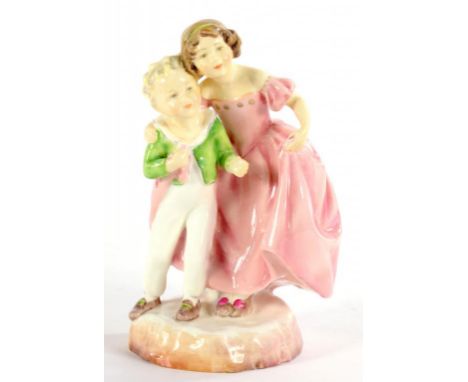 A ROYAL WORCESTER GROUP OF SISTERS, MODELLED BY F.G. DOUGHTY, 17CM H, BLACK PRINTED MARK