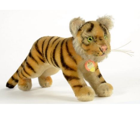 A STEIFF TIGER CUB, MAKER'S CARD LABEL