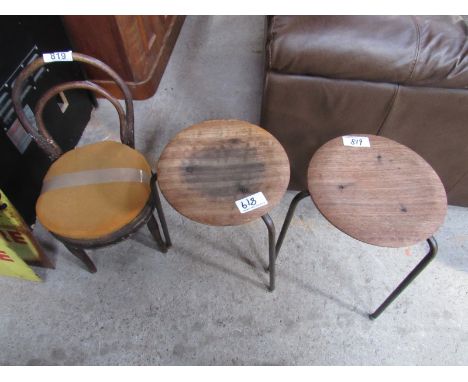  Sale Item:    2 STOOLS & BENTWOOD CHILDS CHAIR (AF)  Vat Status:   No Vat   Buyers Premium:  This lot is subject to a Buyers