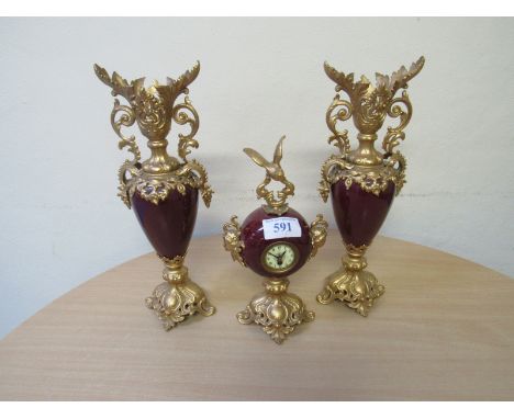  Sale Item:    3 PCE CLOCK SET- NO KEY (AF)   Vat Status:   No Vat   Buyers Premium:  This lot is subject to a Buyers Premium