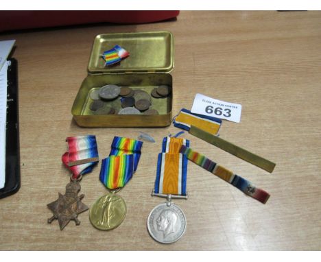  Sale Item:    1914 CHRISTMAS TIN & 3 MEDALS / COINS  Vat Status:   No Vat   Buyers Premium:  This lot is subject to a Buyers