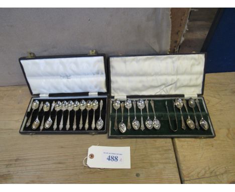  Sale Item:    SET 12 SILVER TEA SPOONS & PART SET E P SPOONS  Vat Status:   No Vat   Buyers Premium:  This lot is subject to