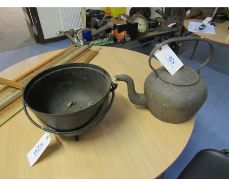  Sale Item:    CAST IRON KETTLE & POT   Vat Status:   No Vat   Buyers Premium:  This lot is subject to a Buyers Premium of 15