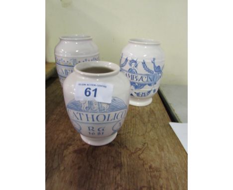  Sale Item:    3 CHEMISTS JARS   Vat Status:   No Vat   Buyers Premium:  This lot is subject to a Buyers Premium of 15% + Vat