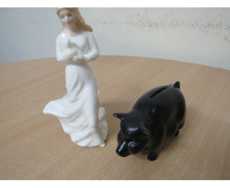  Sale Item:    ROYAL DOULTON FIGURE LOVING YOU & BLACK SYLVAC PIG BANK  Vat Status:   No Vat   Buyers Premium:  This lot is s