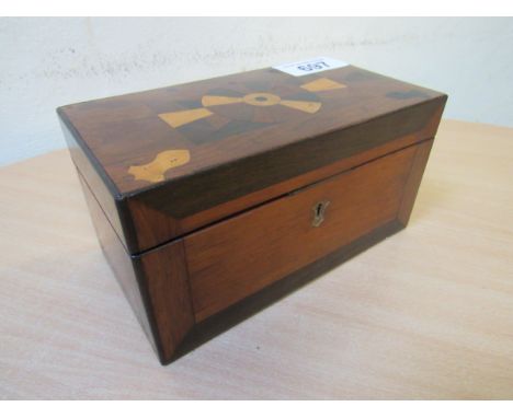  Sale Item:    INLAID TEA CADDY- LOCKED (AF)   Vat Status:   No Vat   Buyers Premium:  This lot is subject to a Buyers Premiu