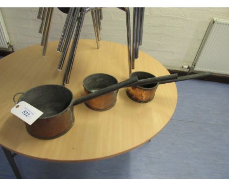  Sale Item:    SET 3 COPPER POTS   Vat Status:   No Vat   Buyers Premium:  This lot is subject to a Buyers Premium of 15% + V