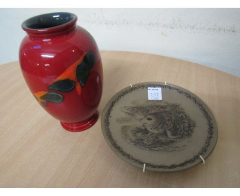  Sale Item:    POOLE VASE & PLATE (AF)   Vat Status:   No Vat   Buyers Premium:  This lot is subject to a Buyers Premium of 1