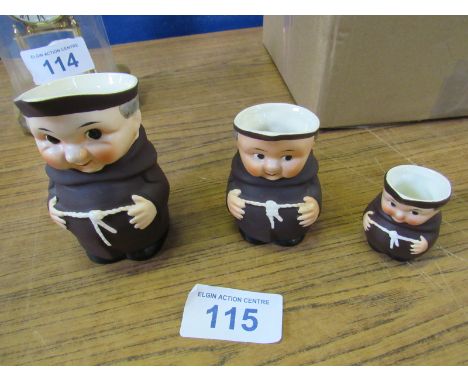  Sale Item:    3 GEOBEL MONK JUGS   Vat Status:   No Vat   Buyers Premium:  This lot is subject to a Buyers Premium of 15% + 