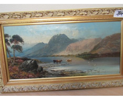  Sale Item:    OIL PAINTING CATTLE IN LOCH BY CLARENCE ROE  Vat Status:   No Vat   Buyers Premium:  This lot is subject to a 