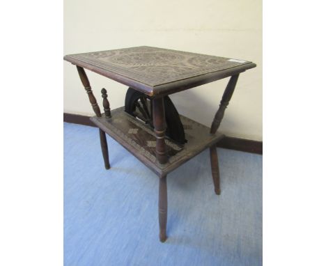  Sale Item:    MACIVER & ALLAN STYLE CHIP CARVED SPINNING WHEEL TABLE  Vat Status:   No Vat   Buyers Premium:  This lot is su