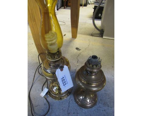  Sale Item:    2 CONVERTED BRASS OIL LAMPS (AF)   Vat Status:   No Vat   Buyers Premium:  This lot is subject to a Buyers Pre