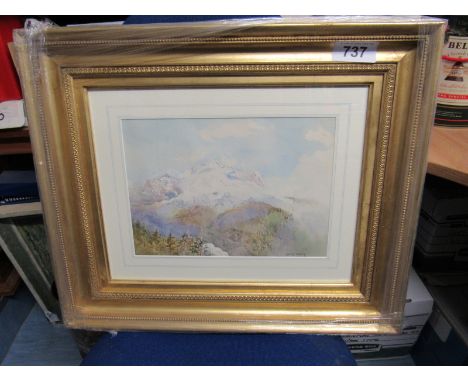  Sale Item:    W C PAINTING BY DAVID WEST SNOW CAPPED MOUNTAINS  Vat Status:   No Vat   Buyers Premium:  This lot is subject 