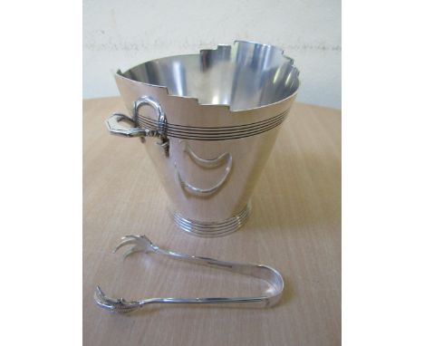  Sale Item:    MAPPIN & WEBB ICE BUCKET & TONGS DESIGNED BY KEITH MURRAY  Vat Status:   No Vat   Buyers Premium:  This lot is