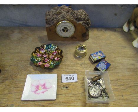  Sale Item:    WATCH & CHAIN ENAMEL WARE MATCH BOX COVERS BAROMETER ETC (AF)  Vat Status:   No Vat   Buyers Premium:  This lo