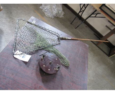  Sale Item:    FISHING LANDING NET & REEL   Vat Status:   No Vat   Buyers Premium:  This lot is subject to a Buyers Premium o