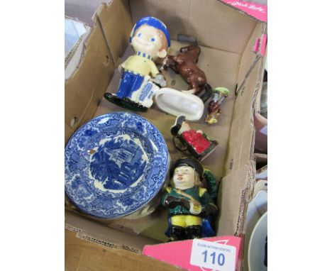  Sale Item:    BOX CERAMIC GOLFER HORSE & BLUE/ WHITE PLATES (AF)  Vat Status:   No Vat   Buyers Premium:  This lot is subjec