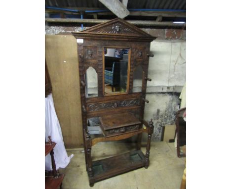  Sale Item:    CARVED OAK HALL STAND   Vat Status:   No Vat   Buyers Premium:  This lot is subject to a Buyers Premium of 15%
