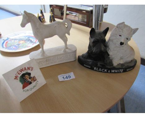  Sale Item:    3 ADV SIGNS BLACK & WHITE WHISKY WHITE HORSE WHISKY & MCEWANS(AF)  Vat Status:   No Vat   Buyers Premium:  Thi