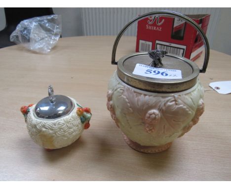  Sale Item:    WORCESTER BISCUIT BARREL & CLARICE CLIFF PRESERVE  Vat Status:   No Vat   Buyers Premium:  This lot is subject