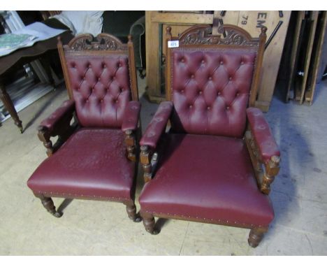  Sale Item:    HIS & HERS OAK EASY CHAIRS   Vat Status:   No Vat   Buyers Premium:  This lot is subject to a Buyers Premium o