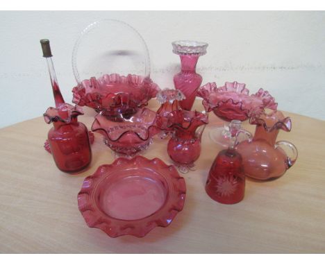  Sale Item:    BOX 11 PCS CRANBERRY GLASS   Vat Status:   No Vat   Buyers Premium:  This lot is subject to a Buyers Premium o